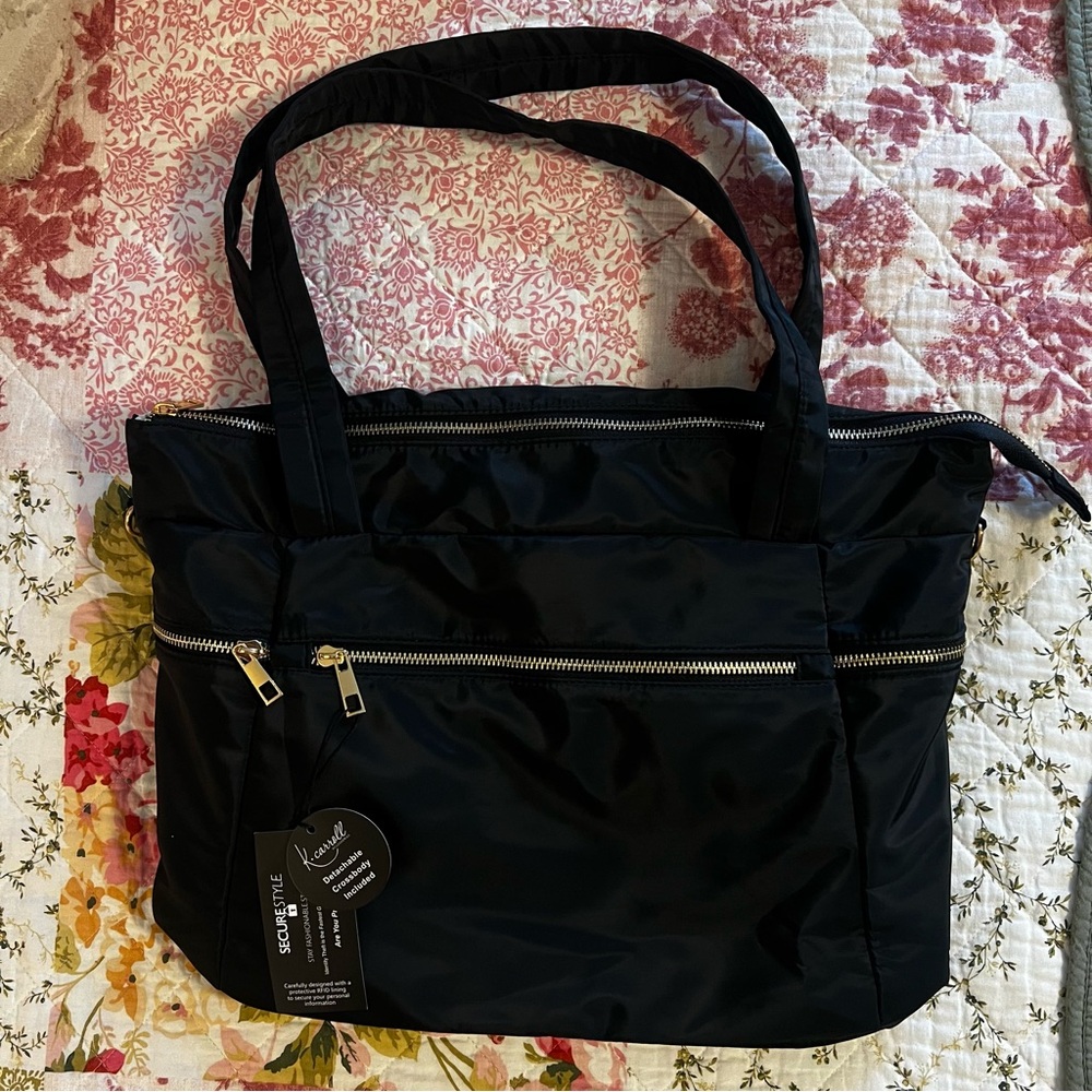 Sleek Black Nylon Tote with Durable Handles